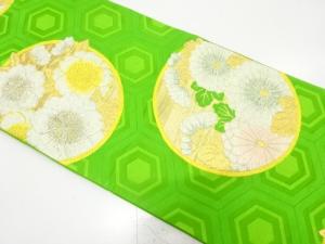アンティーク　丸に菊・桜模様織り出し袋帯（材料）